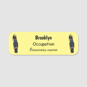 Palm cockatoo bird cartoon illustration  name tag