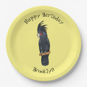 Palm cockatoo bird cartoon illustration  paper plate