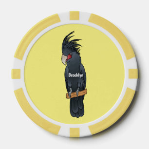 Palm cockatoo bird cartoon illustration poker chips