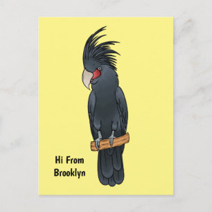 Palm cockatoo bird cartoon illustration postcard
