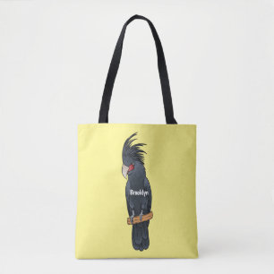 Palm cockatoo bird cartoon illustration  tote bag