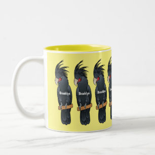 Palm cockatoo bird cartoon illustration Two-Tone coffee mug