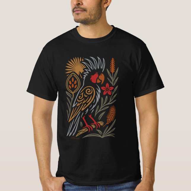 Palm Cockatoo with FNQ Flora – Aussie Wildlife. T-Shirt (Front)