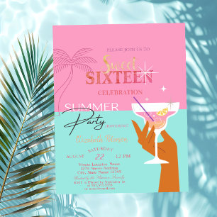Palm Cocktail Summer Sweet 16 Party Invitation
