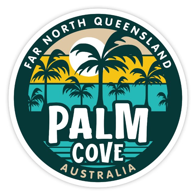 Palm Cove, Queensland Australia Sticker (Palm Cove Far North Queensland, Australia Retro Round Sticker)