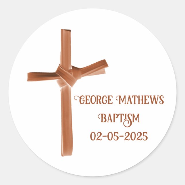 Palm Cross Personalised Classic Round Sticker (Front)
