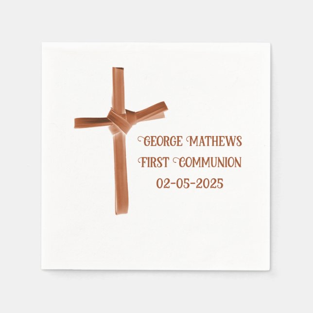 Palm Cross personalised Napkin (Front)