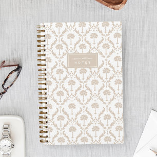 Palm Damask Personalised Notebook Sand Beige