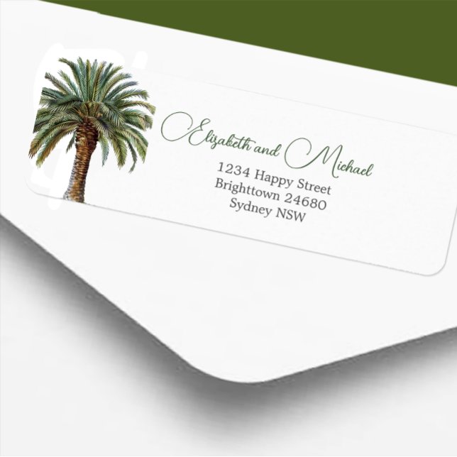 Palm Date Tree Elegant Modern Chic  Return Address Label (Creator Uploaded)