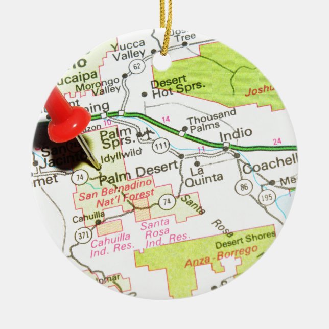 Palm Desert, California Ceramic Tree Decoration (Front)