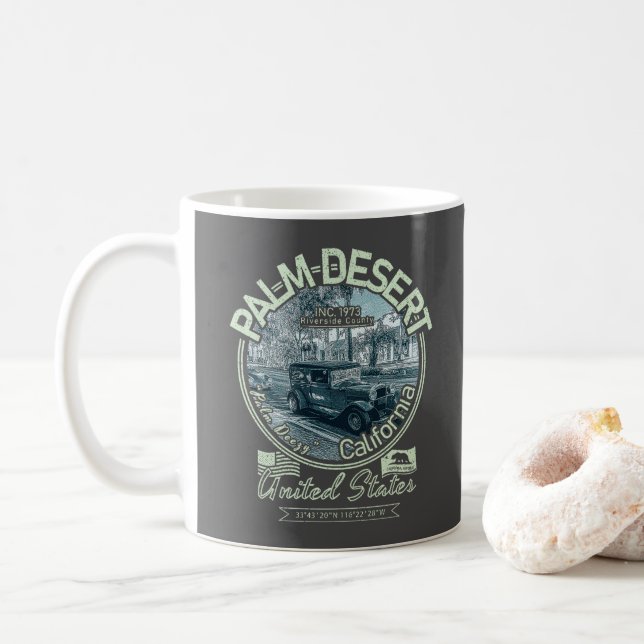 PALM DESERT RIVERSIDE CALIFORNIA COFFEE MUG (With Donut)
