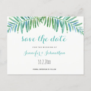 Palm destination wedding save the date cards