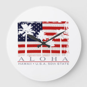 Palm Flag Hawaii Aloha Patriotic Wall Clock