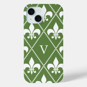 Palm Fleur de Lis w/ monogram iPhone 15 Case