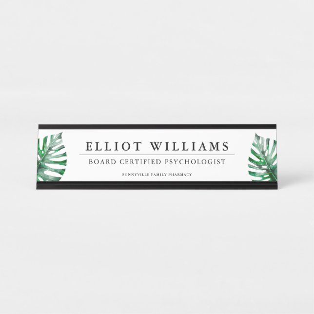 Palm Fonds Professional Personalised White Desk Name Plate (Front)