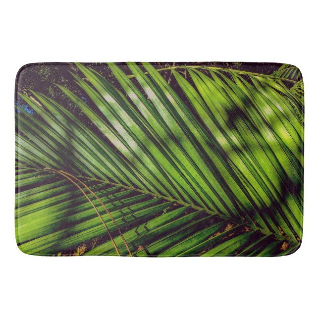 Palm Frond, Pine Needles and Shadows Bath Mat (Front)