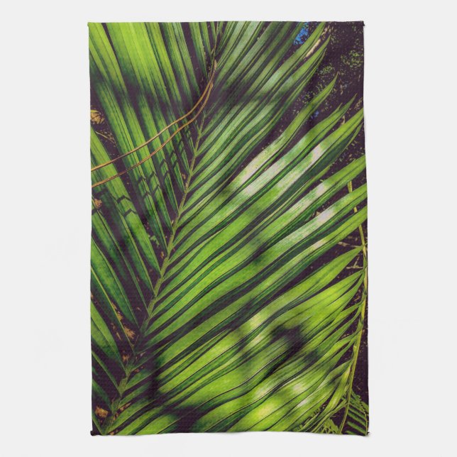 Palm Frond, Pine Needles and Shadows Hand Towels (Vertical)