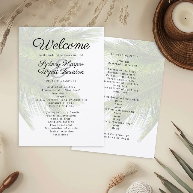 Palm Fronds Beach Wedding Ceremony Program (Creator Uploaded)