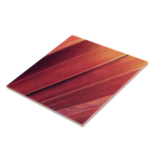 Palm Fronds in Rust and Gold Ceramic Tile (Side)