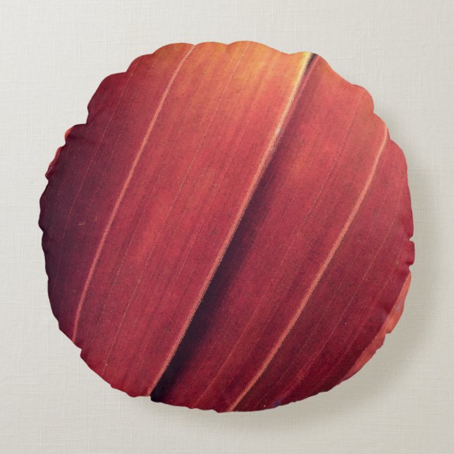 Palm Fronds in Rust and Gold Round Cushion (Front)