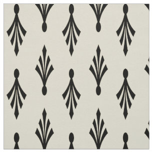 Palm Fronds Pattern black on ecru Fabric