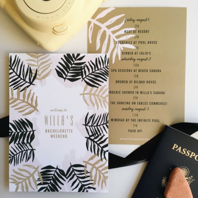 Palm Getaway Tropical Bachelorette Party Itinerary Invitation (Creator Uploaded)