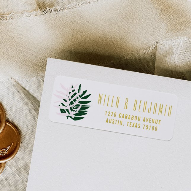 Palm Getaway Wedding Return Address Labels (Creator Uploaded)