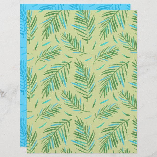 Palm Green Scrapbook Paper (Front/Back)