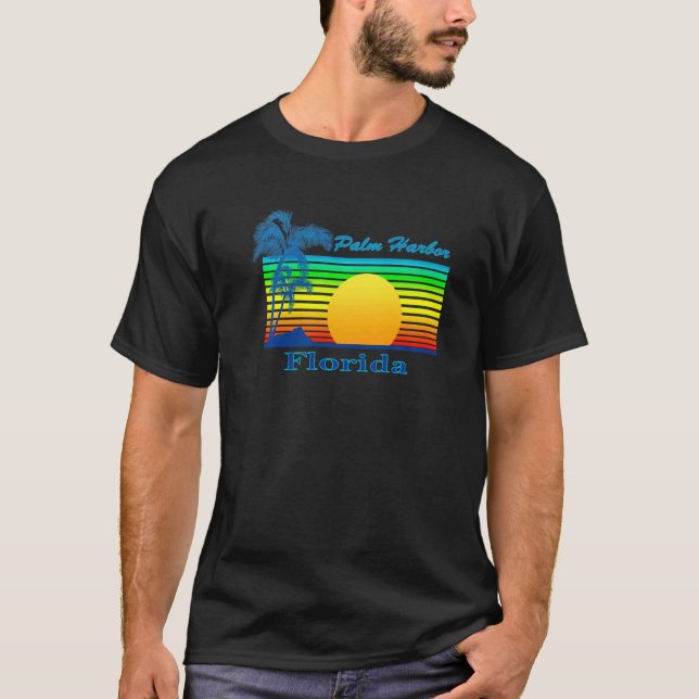 Palm Harbour Florida Retro Tropical Beach Sunset T-Shirt (Front)