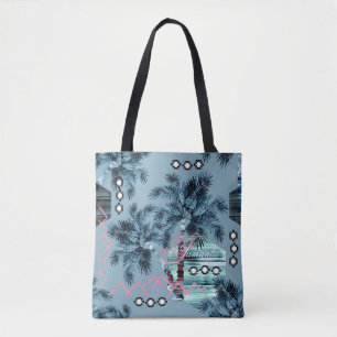 Palm Hawaiian blue black monogram personalised Tote Bag