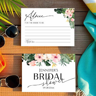 Palm Hibiscus Tropical Bridal Shower Advice Card