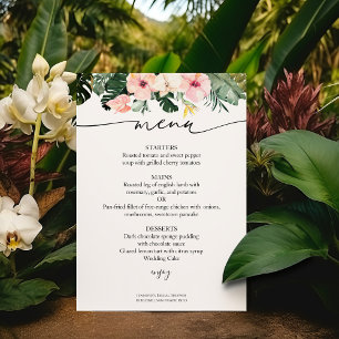 Palm Hibiscus Tropical Bridal Shower Menu Card