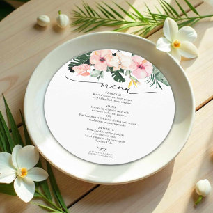 Palm Hibiscus Tropical Bridal Shower Menu Card