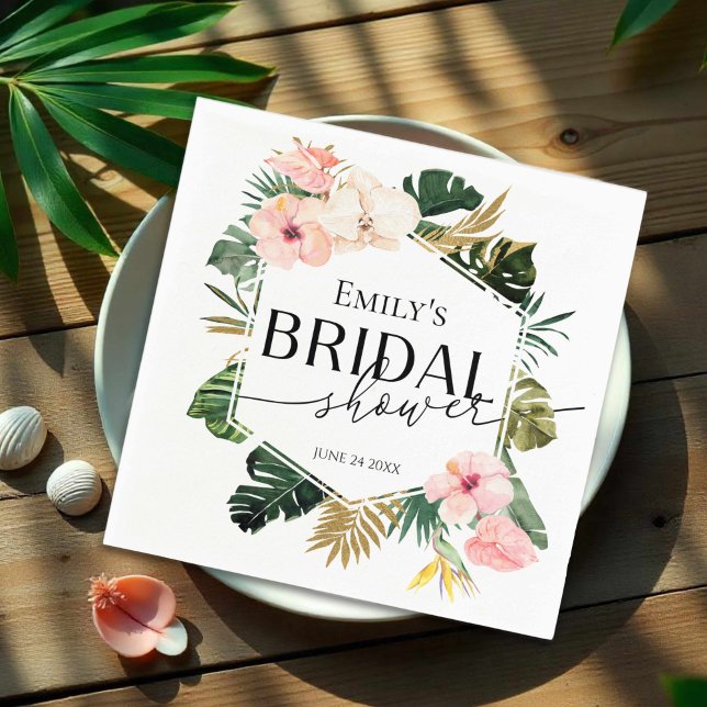 Palm Hibiscus Tropical Bridal Shower Napkins (Creator Uploaded)