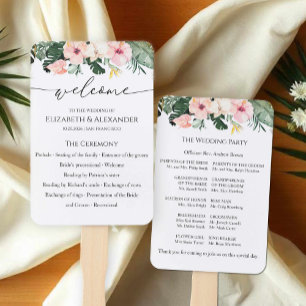 Palm Hibiscus Tropical Ceremony Program Sign Hand Fan