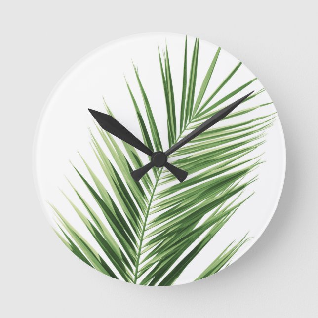 Palm Leaf #1 #minimal #tropical #wall #decor #art Round Clock (Front)