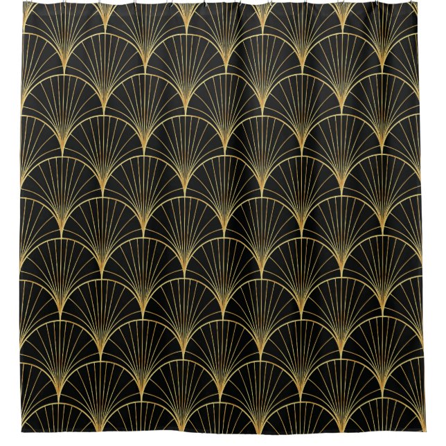 Palm Leaf Art Deco Pattern Shower Curtain (Front)