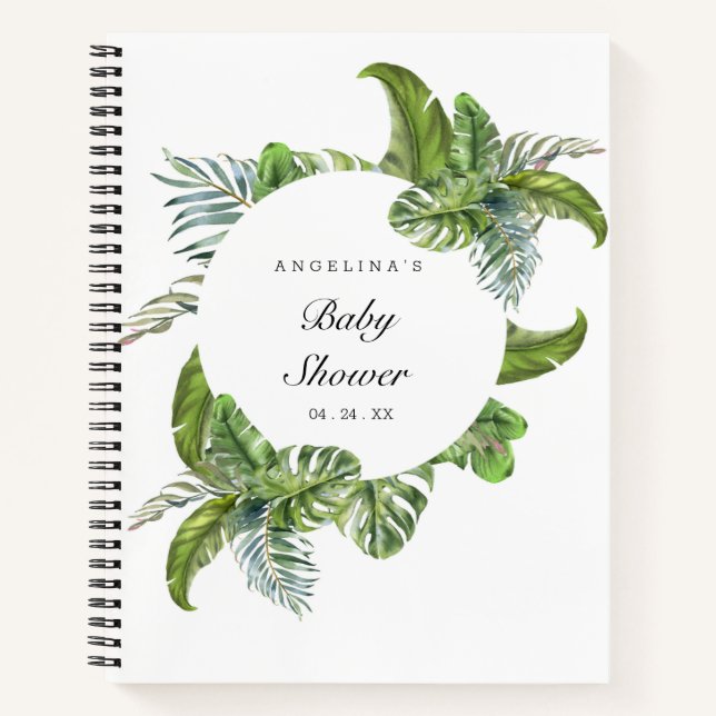 Palm Leaf Baby Shower Gift List Notebook (Front)
