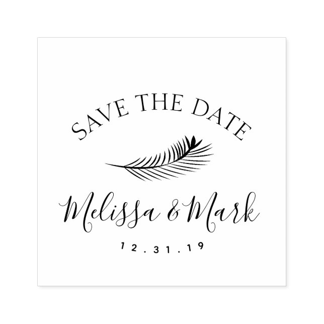 Palm Leaf Beach Save the Date    Rubber Stamp (Imprint)