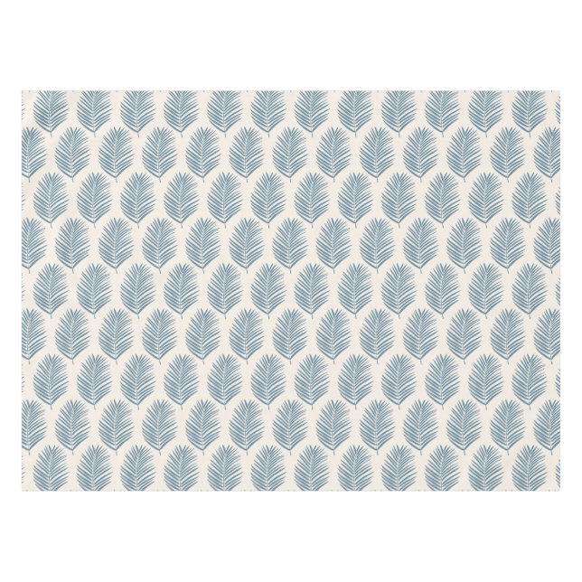 Palm Leaf Blue And Cream Tablecloth (Front (Horizontal))