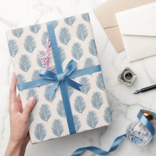 Palm Leaf Blue And Cream Wrapping Paper