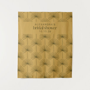Palm Leaf Botanical Mustard Custom Bridal Shower  Tapestry