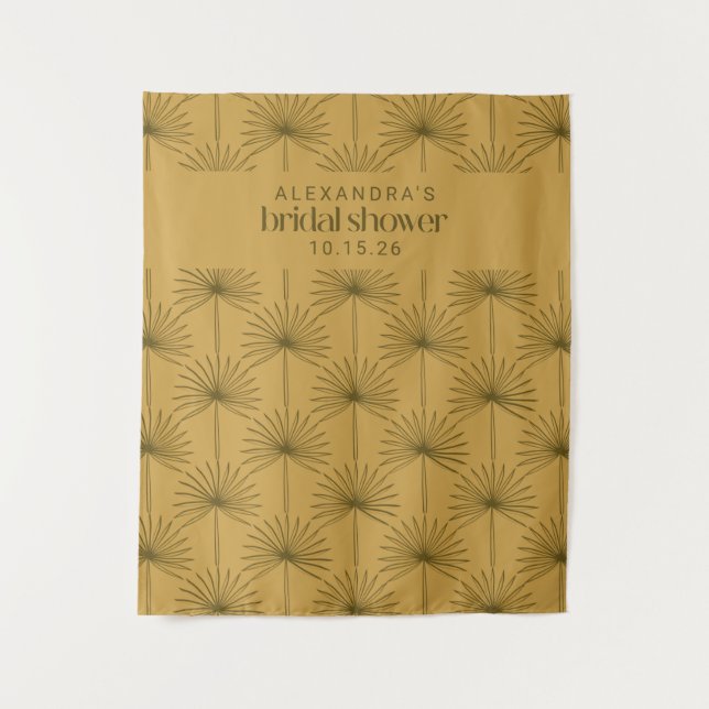 Palm Leaf Botanical Mustard Custom Bridal Shower  Tapestry (Front)