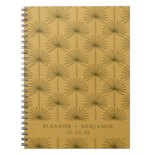 Palm Leaf Botanical Mustard Yellow Custom Wedding Notebook