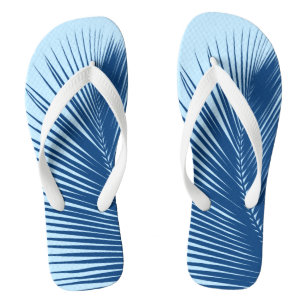 Palm leaf - cobalt and sky blue thongs