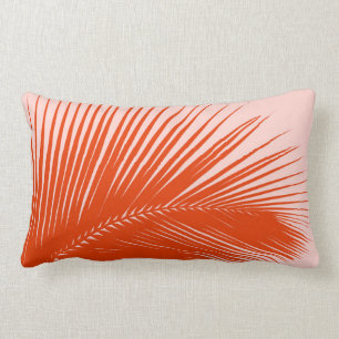 Palm leaf - Coral and shell pink Lumbar Cushion