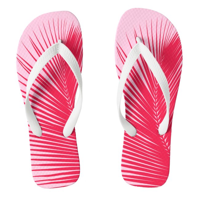 Palm leaf - Coral and shell pink Thongs (Footbed)