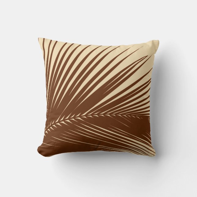 Palm leaf - Dark brown and tan Cushion (Front)