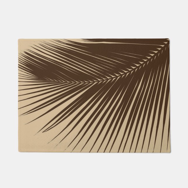 Palm leaf - Dark brown and tan Doormat (Front)