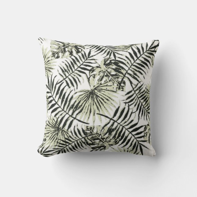 Palm Leaf Design Throw Pillow (Front)